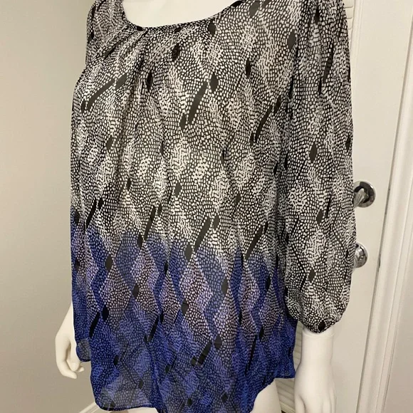 I.N. Studio Ombre Blouse Women SZ L White/Grey/Purple - Picture 4 of 10